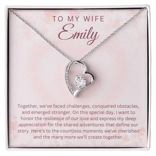 Forever Love Necklace: A Timeless Gift of Love for a wife with Customizable Name Greeting Card