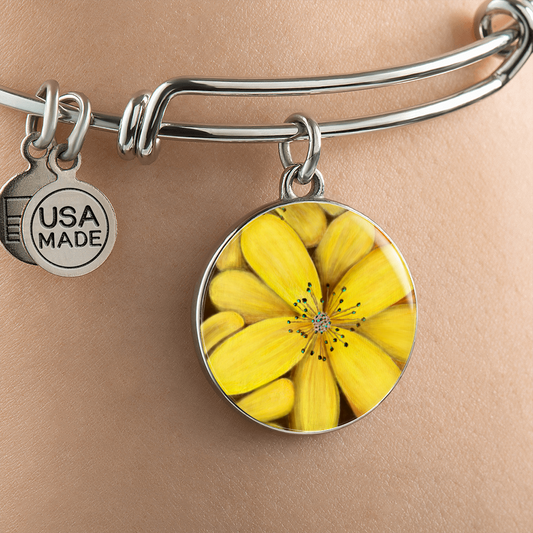 Artwork Circle Bangle - Yellow Flowers by Mari León Art